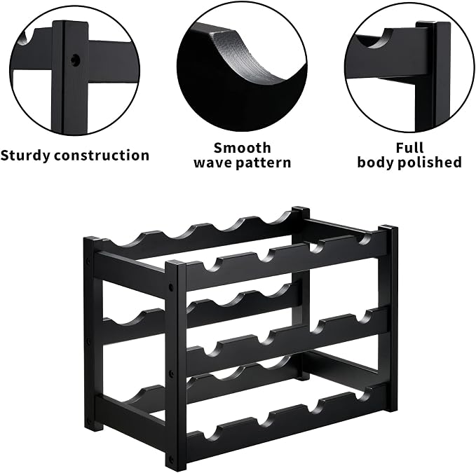 VASMIA Bamboo Wine Rack, Sturdy and Durable Wine Storage Cabinet Shelf - Image 3