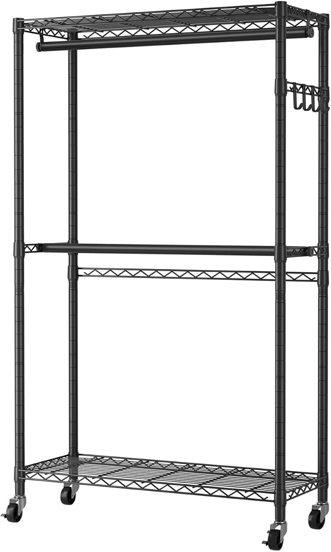 Golpart Heavy Duty Rolling Clothes Rack Wheels Portable Metal Garment Rack | - Image 9