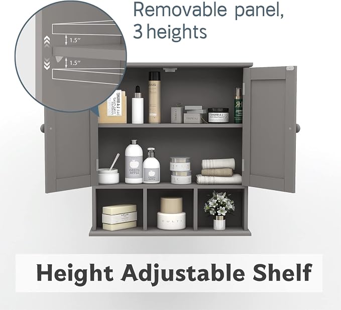 TaoHFE Grey Bathroom Cabinet, Bathroom Wall Cabinet - Image 8