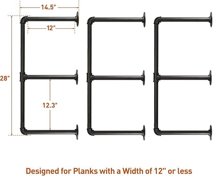 HITOMEN Industrial Iron Pipe Shelves, 3 Set 3-Tier, DIY Open Bookshelf Bookcase - Image 3