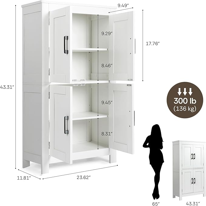VUSIGN Bathroom Floor Cabinet, Farmhouse Storage Cabinet - Image 2