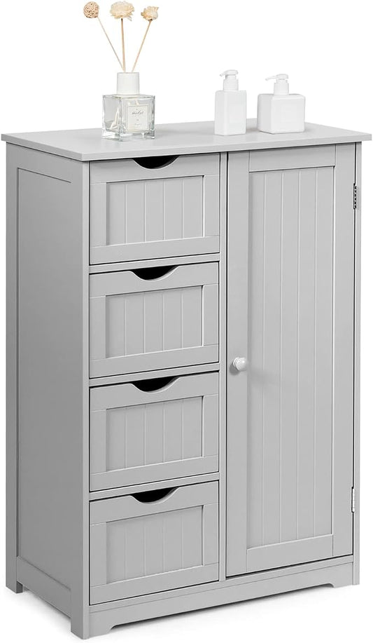 COSTWAY Bathroom Storage Cabinet, Wooden Freestanding Storage Cupboard Organizer by COSTWAY
