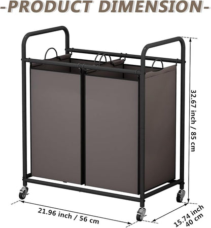 SUOERNUO Laundry Hamper Basket 2 Bag Laundry Sorter Cart - Image 5