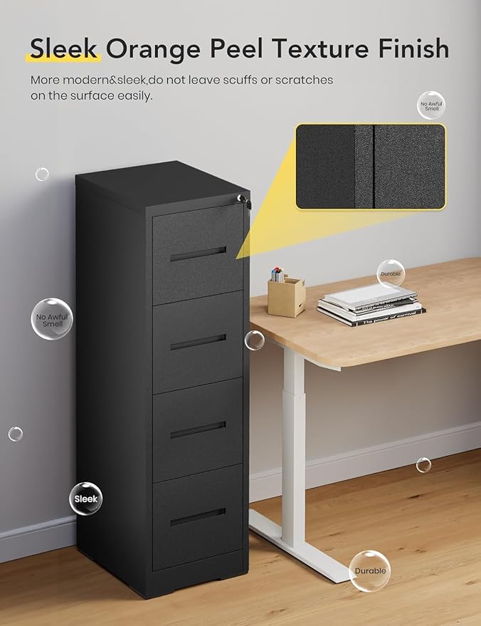 JOMEED 4-Drawer File Cabinet, Legal/Letter Size Storage, Full-Extension Drawers - Image 6