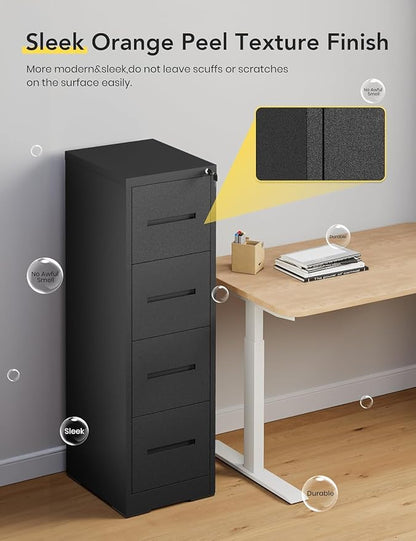 JOMEED 4-Drawer File Cabinet, Legal/Letter Size Storage, Full-Extension Drawers - Image 6