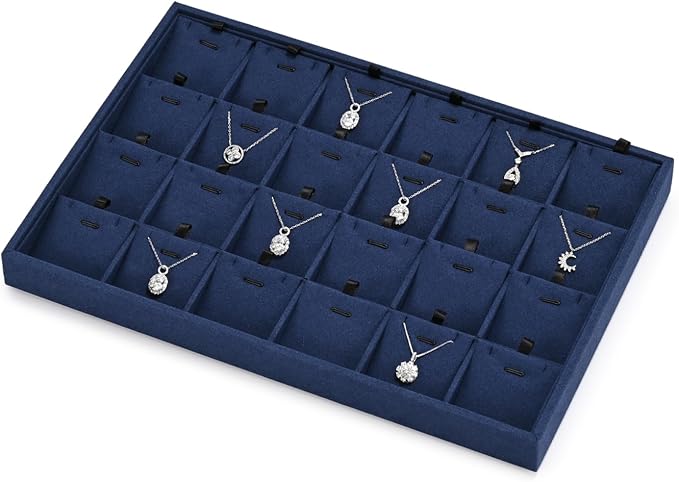 24 Grids Microfibrt Necklace Tray Jewelry Display Tray Necklace Holder Display - Image 4