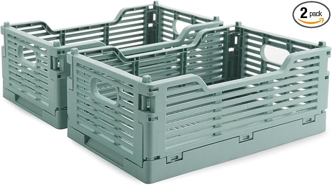 2-Pack Collapsible Crates for Storage, 8.66x5.91x3.54 In, Collapsible Plastic by Vivikivi
