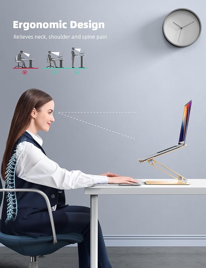 Lamicall Adjustable Laptop Stand, Portable Laptop Riser, Aluminum Laptop Stand - Image 2