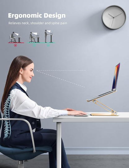 Lamicall Adjustable Laptop Stand, Portable Laptop Riser, Aluminum Laptop Stand - Image 2