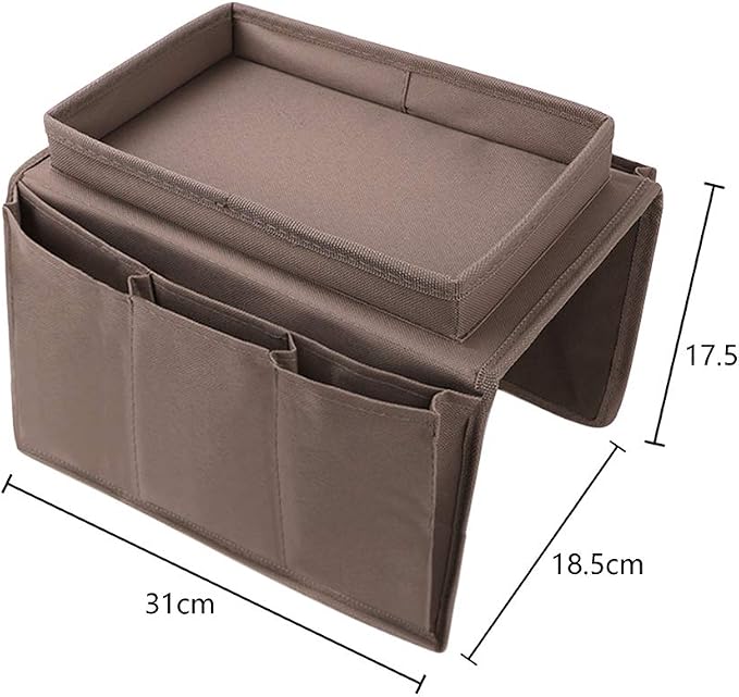5 Pockets TV Remote Control Holder Couch Sofa Tray Armrest Organiser Oxford - Image 7