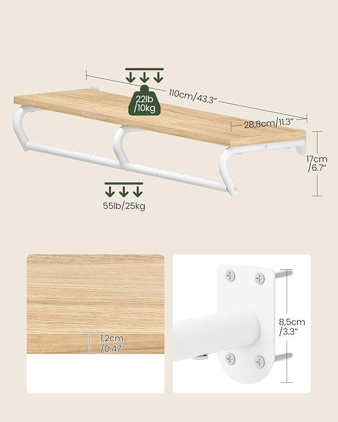 CHOEZON Wall Mounted Clothes Rack, Metal Garment Rack - Image 5