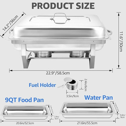 6 pack Chafing Dishes for Buffet of Stainless Steel Food Warmers 9 QT Chafers - Image 5