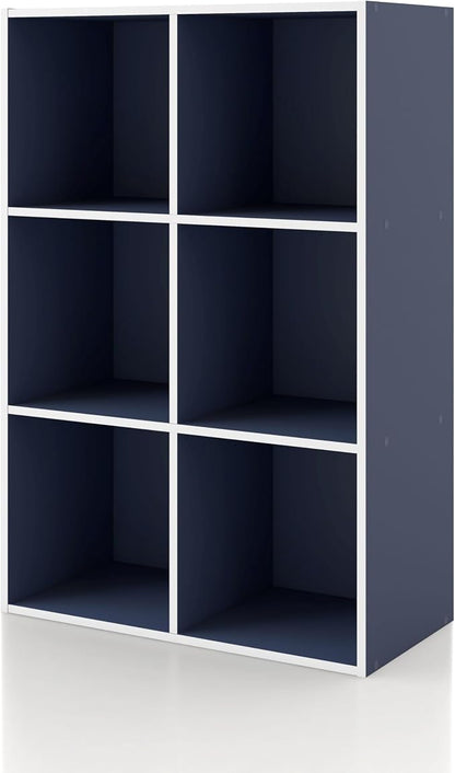 Homes: Inside + Out Apexa 6-Cube Storage Organizer Shelves, Stackable Wood by HOMESInsideOut