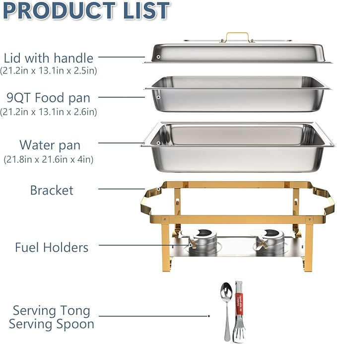SIOTMERA 9QT Chafing Dishes for Buffet 1 Pack, Thickened Stable Stainless Steel - Image 7