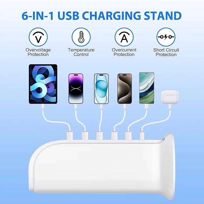 USB Charging Station for Multiple Devices, 40W Multiport Charger Tower - Image 4