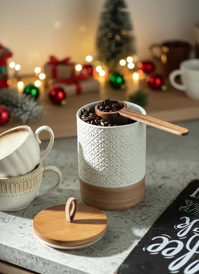 Miamolo Large Jar with Lid, Ceramic Coffee Container Kitchen Food Storage Jars - Image 2