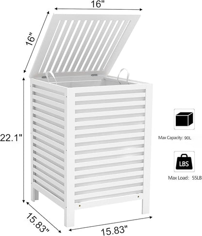 VASMIA Laundry Hamper with Lid, 90L Bamboo Large Laundry Basket with Removable - Image 6