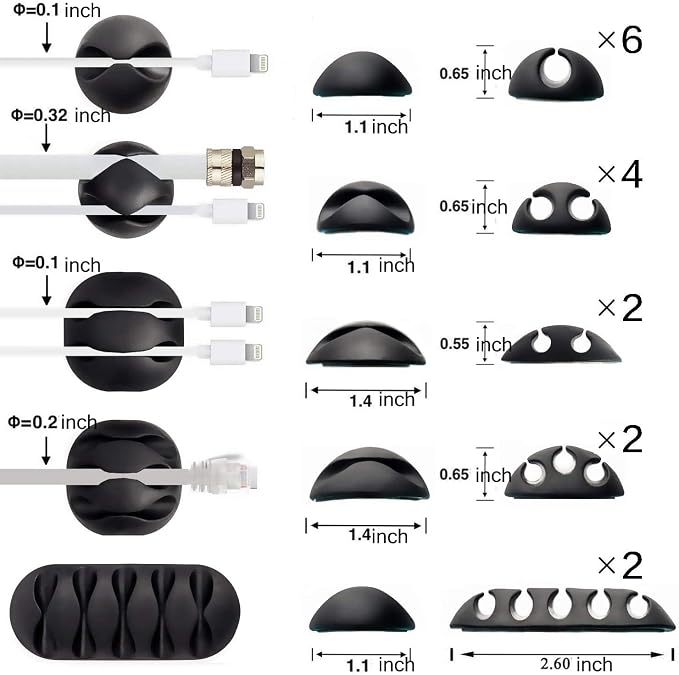 OHill 16-Pack Black Cord Organizer - Image 2