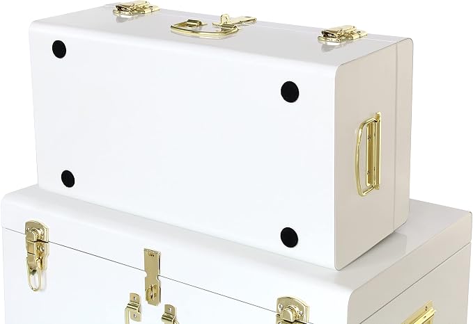 Vixdonos Decorative Metal Box Storage Trunks Set of 2 College Dorm Chest - Image 3