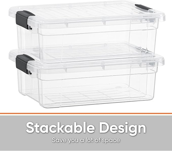 Superio Storage Bins with Lids- 6 Pack, 7.4 Qt Clear Boxes - Image 3