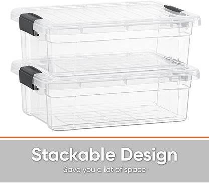 Superio Storage Bins with Lids- 4 Pack, 7.4 Qt Clear Boxes - Image 3