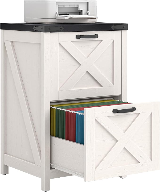 Farmhouse File Cabinet with 2 Drawers by Halitaa