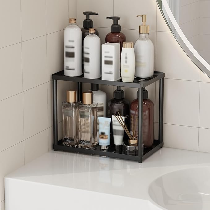 2 Tier Bathroom Counter Organizer, Rectangular Vanity Organizer Shelf, Skincare - Image 7