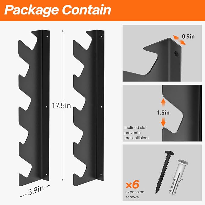 TVKB Garage Tool Organizer Wall Mount, Heavy Duty Shed & Yard Organization Racks - Image 6