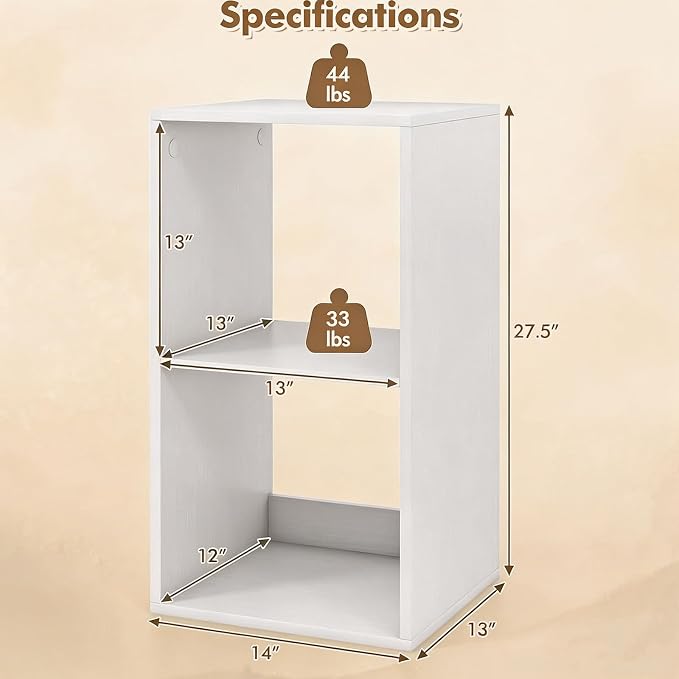 POWERSTONE 2 Cube Storage Organizer Set of 2, 2 Tier Cubby Bookshelf - Image 2