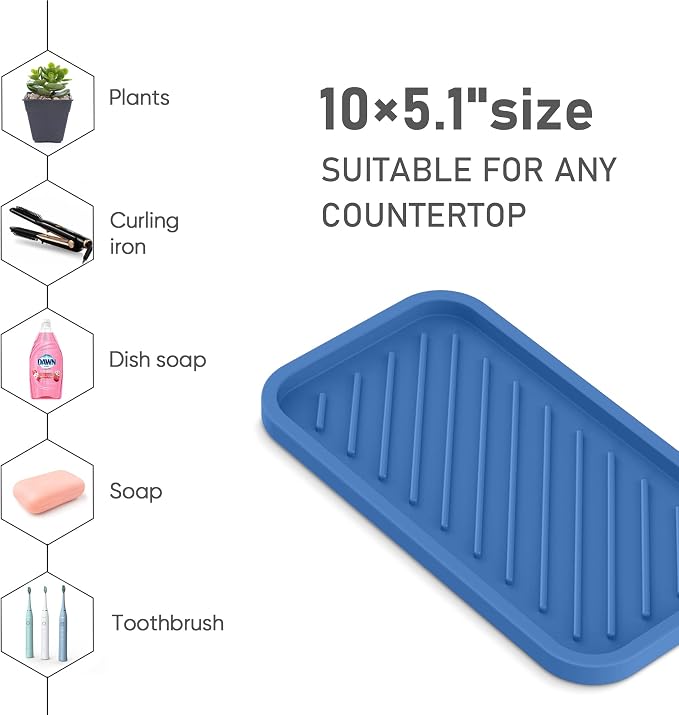 EG-SIPRO Silicone Sponge Holder, Large 10" Kitchen Sink Organizer Tray - Image 4