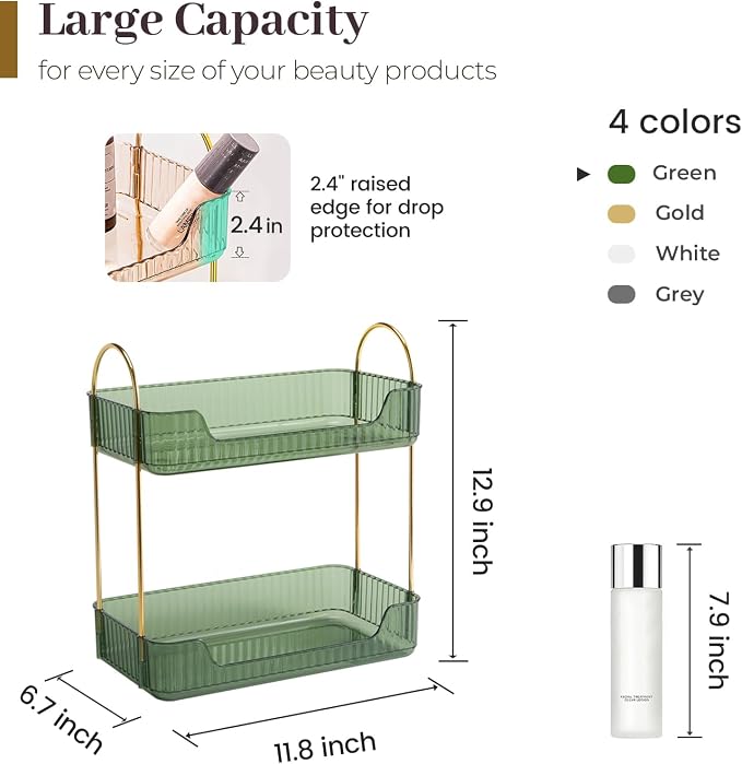 Aveniee Bathroom Counter Organizer, 2 Tier Perfume Skin Care Countertop Storage - Image 2