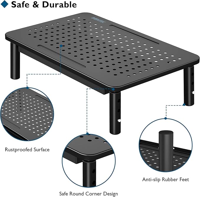 BONTEC 2 Pack Adjustable Monitor Stand Riser - Image 4