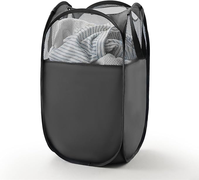 TECHMILLY Pop Up Foldable Laundry Basket, Mesh Laundry Hamper by TECHMILLY