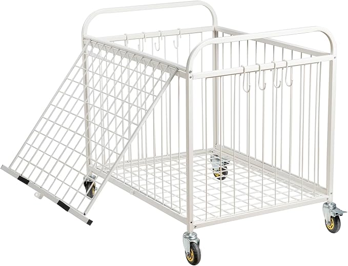 MyGift Large Capacity Metal Rolling Multi Sports Ball Cage Storage Hopper - Image 6