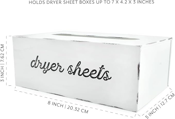 AuldHome Design Dryer Sheet Dispenser; Countertop Rustic White Fabric Softener - Image 6