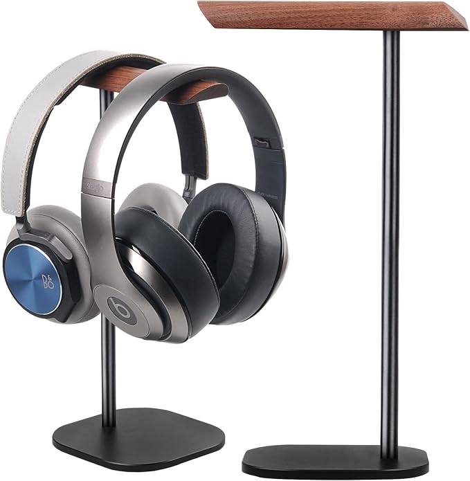 Gvoears Upgraded Headphone Stand, Walnut Wood Headphone Stands Headset Holder by GGVOEARS