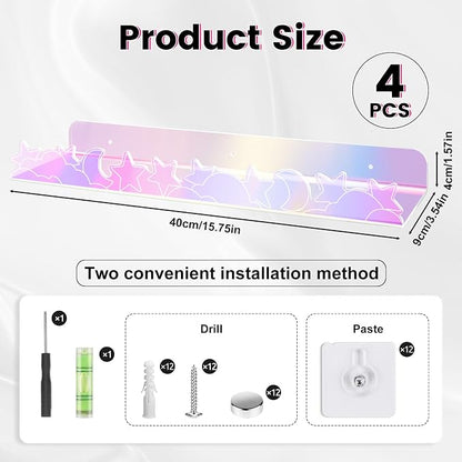 Floating Shelves for Wall, 4 Pack 15.7’’x 3.5’’Adhesive Acrylic Shelves - Image 3