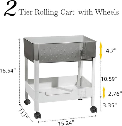 2 Tier Rolling Cart with Wheels - Image 7