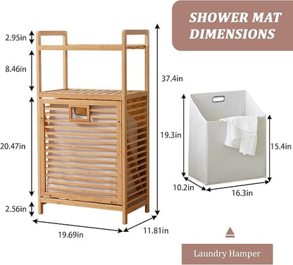 Laundry Hamper with 2-Tier Shelves & Tilt Out Basket, Laundry Baskets Organizer - Image 2