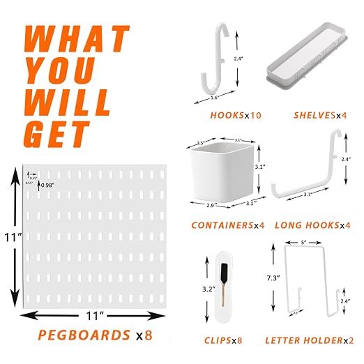 Pegboard Combination Kit, 8 Peg Boards and 30 Accessories Modular Hanging Black - Image 3