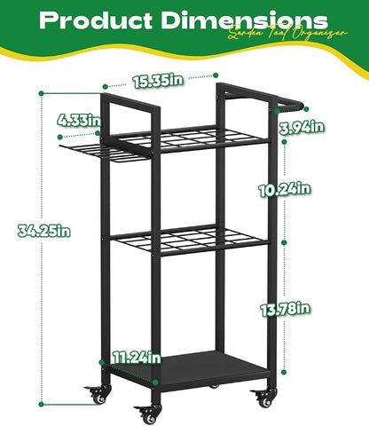 Garden Tool Organizer with Wheels, Heavy Duty 3 Tier Metal Yard Tool Storage - Image 6