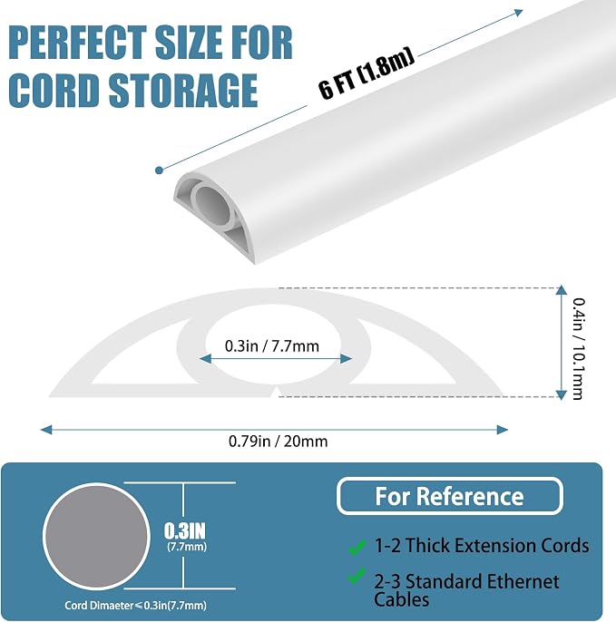 Floor Cord Covers for Wires 6FT Cable Hider Wire Cover Self Adhesive Cord Hider - Image 2