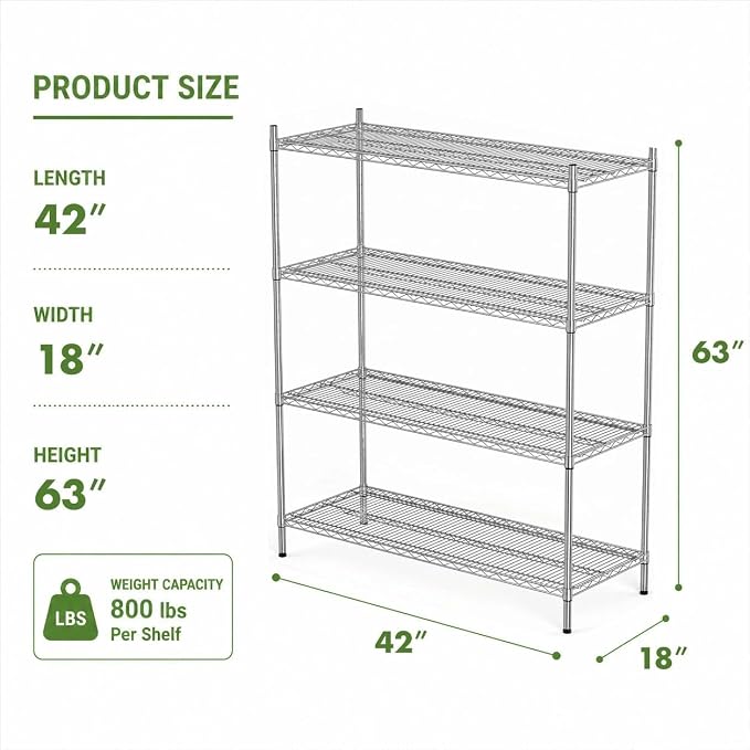 APLSS NSF 4-Tier Chrome Storage Shelves, Dry Environments, Commercial Heavy - Image 3