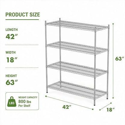 APLSS NSF 4-Tier Chrome Storage Shelves, Dry Environments, Commercial Heavy - Image 3
