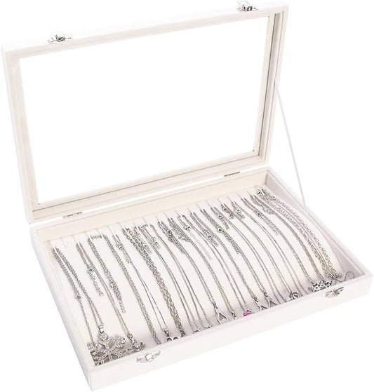 Coward 20 Hooks Necklace Organizer Jewelry Box, Dustproof Necklace Display by FocusOnJewelryDisplay15yrs