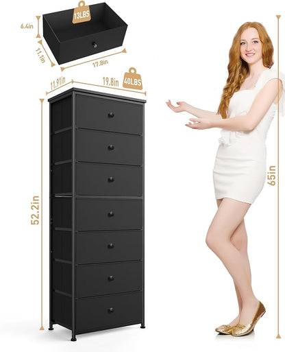 Mifuro Tall Fabric Dresser for Bedroom, Vertical Storage Organizer Tower - Image 3