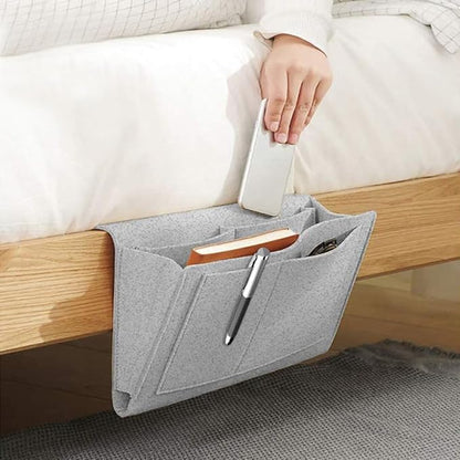 Bringsine 5 Pockets Bedside Caddy, Felt Bed Storage Organizer Hanging Bag Holder - Image 4
