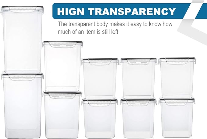 VERONES Large Tall Airtight Food Storage Containers, 10 PACK Plastic Airtight - Image 3