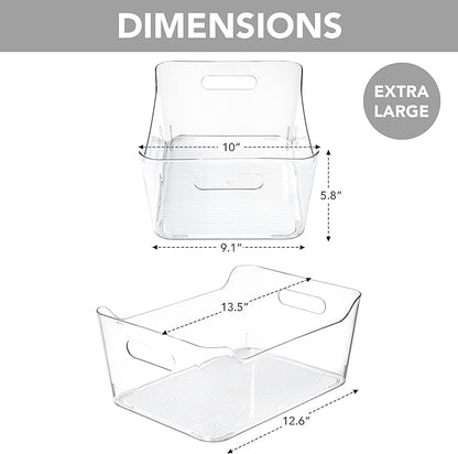 Tiawudi 4 Pack Plastic Storage Bins, Extra Large Pantry Organizer, 13.5" x 10" - Image 2