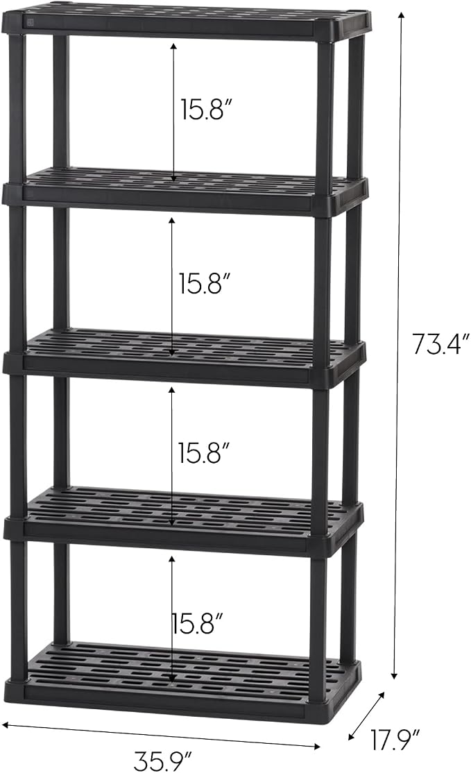 IRIS USA 5-Shelf Heavy Duty Plastic Storage Shelves, 750lb Capacity, Large - Image 3